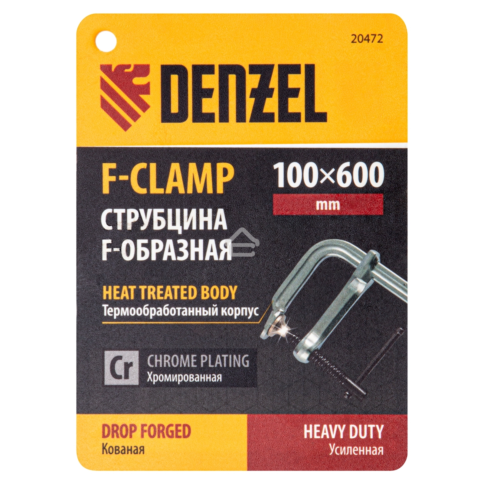 Струбцина Denzel F-образная, 100x600 мм, кованая