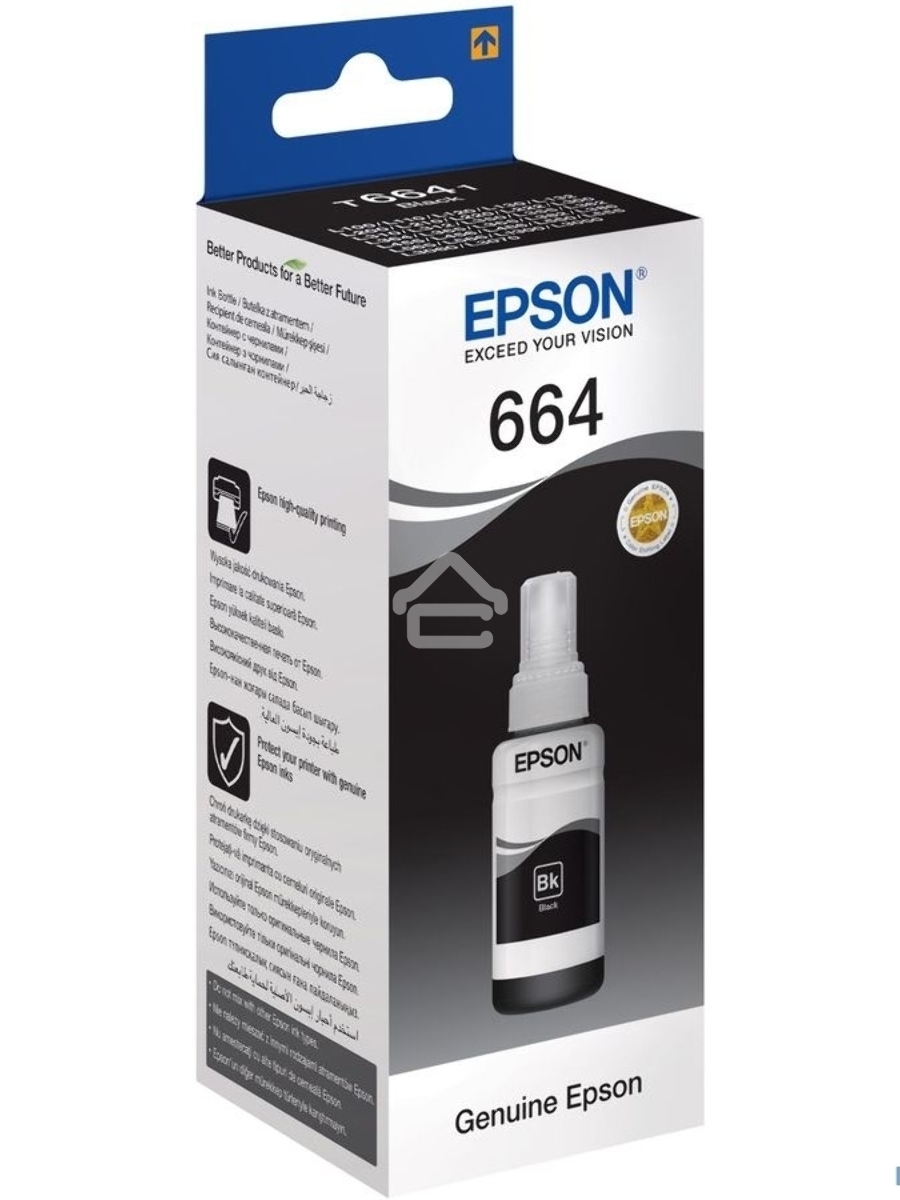 Чернила Epson T6641 (C13T66414A) черный (70 мл.) для L100/L110/L120/L132/ L200/L210/L222/ L300/L312/L350/L355/L362/L366/ L456/L550/L555/L1300