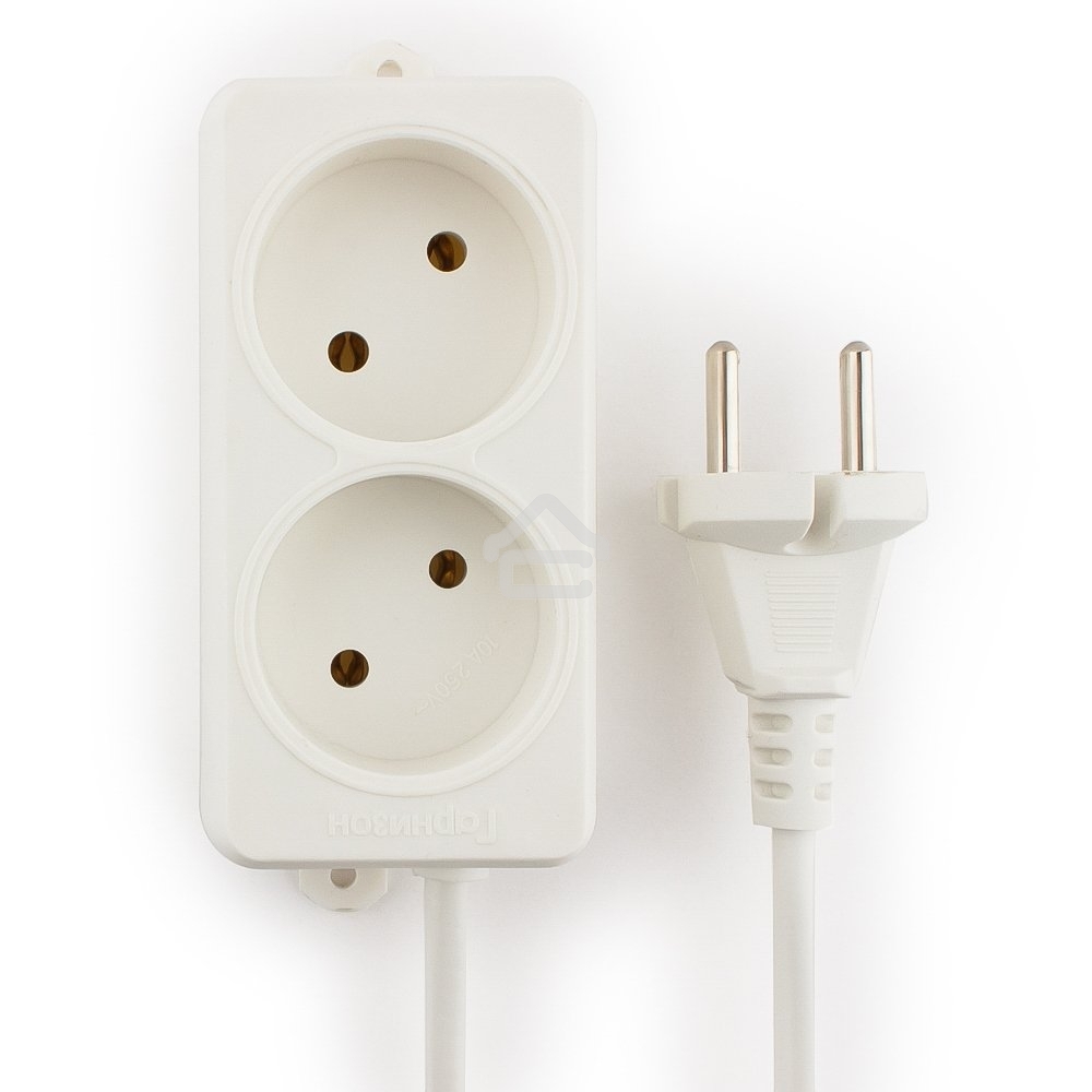 Сетевой фильтр Гарнизон EL-NL2-W-2, 2 розетки, допустимый ток 10А, длина 2 м.