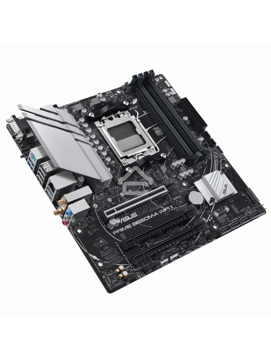 Материнская плата ASUS PRIME B650M-A WIFI II, AM5, AMD B650, 4xDDR5, 4xSATA, 2xM.2, 1xPCI-E 4.0 x16, 2xPCI-E 4.0 x1, 1xHDMI, 1xDP, 1xVGA, 1x 2.5Gb LAN, 2xUSB-A 3.2 Gen 2, 2xUSB-A 3.2 Gen 1, 4xUSB-A 2.0, 3x3.5 мм, 7.1, Micro-ATX