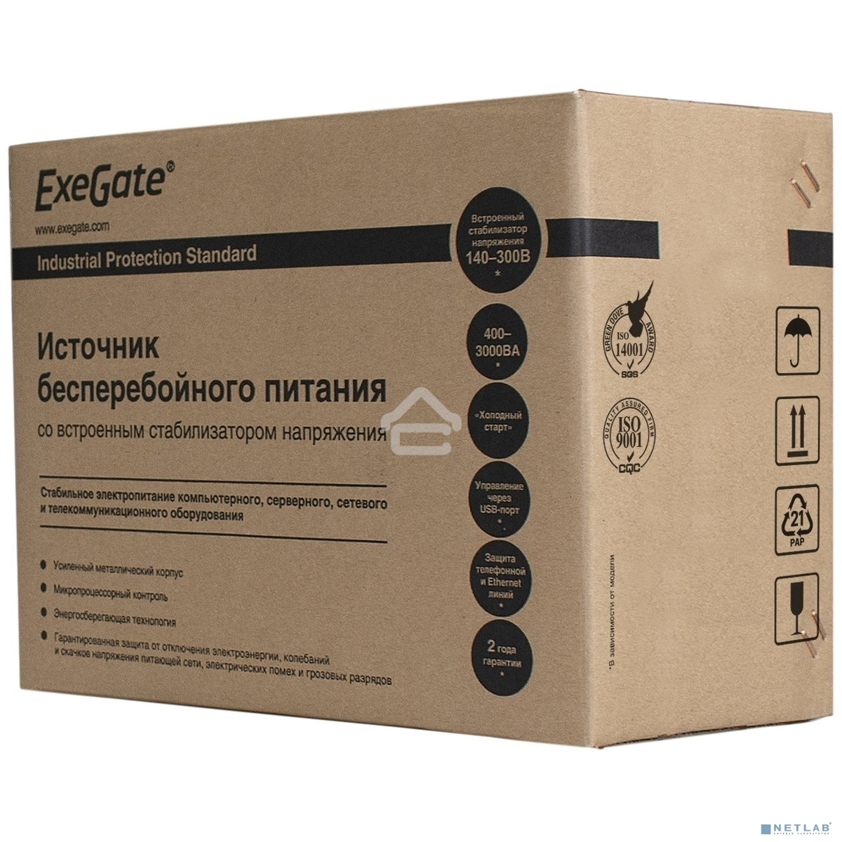 Источник бесперебойного питания ExeGate EP287659RUS SpecialPro Smart LLB-3000.LCD.AVR.C13.RJ.USB 3000VA/1800W, LCD, AVR, 6*IEC-C13, RJ45/11, USB, черный