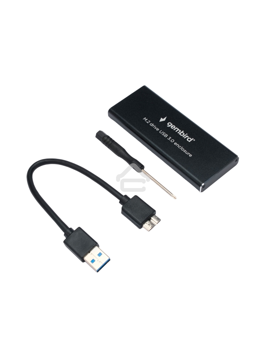 Внешний корпус Gembird EEM2-SATA-1 USB 3.0 для M2 SATA порт MicroB, металл, черный