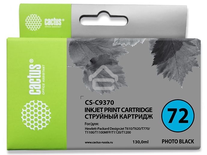 Картридж струйный Cactus CS-C9370 №72 фото черный (130 мл.) для HP DJ T610/T620/T770/T1100/T1100/T1120/T1200