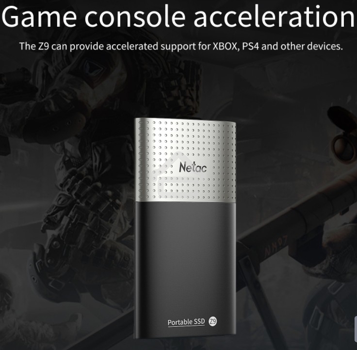 Внешний накопитель SSD External Netac 250Gb Z9 <NT01Z9-250G-32BK> (USB3.2, up to 550/480MBs, 90х47.5х11.5mm, Aluminium+Plastic)