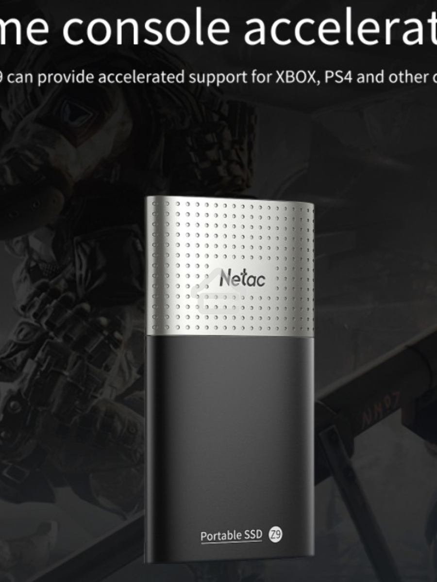 Внешний накопитель SSD External Netac 250Gb Z9 <NT01Z9-250G-32BK> (USB3.2, up to 550/480MBs, 90х47.5х11.5mm, Aluminium+Plastic)
