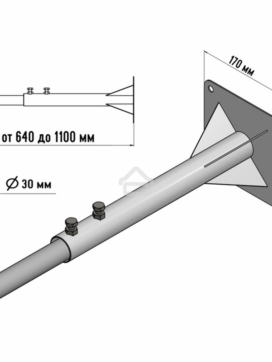 Кронштейн эфирный 60-110 см телескопический Rexant