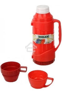 Термос Diolex DXP-600-R 600 мл, пластиковый, со стеклянной колбой, красный