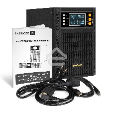 Источник бесперебойного питания On-line ExeGate PowerExpert TL-2000.LCD.AVR.3SH.USB.RS232.SNMP 2000VA/2000W, On-Line, PF=1, LCD, 3*Schuko, RS232, USB, SNMP-slot, встроенные батареи 12V 7.2Ah - 4шт, Tower, металлический корпус, черный