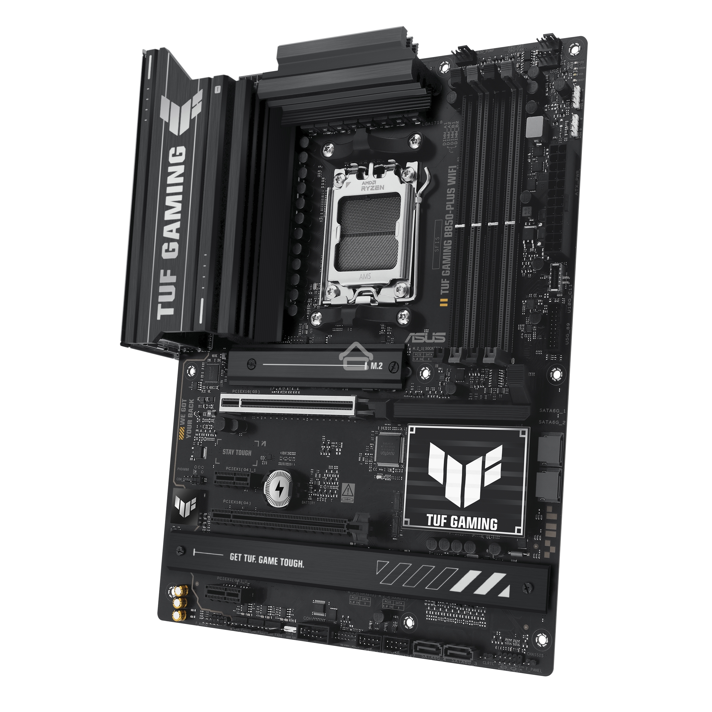 Материнская плата ASUS TUF GAMING B850-PLUS WIFI, Socket AM5, AMD B850, 4xDDR5, 4xSATA, 3xM.2, 1xPCIe 5.0 x16, 1xPCIe 4.0 x16, 2xPCIe 4.0 x1, 1xHDMI, 1xDP, 1x 2.5Gb LAN, Wi-Fi 7, 3xUSB-A 10Gbps, 4xUSB-A 5Gbps, 1xUSB-C 20Gbps, 2xUSB-A 2.0, 5x3.5 мм, 7.1, A