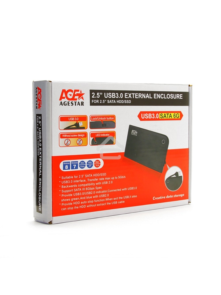 Внешний корпус для HDD AgeStar 3UB2A14 (White) usb3.0 to 2,5