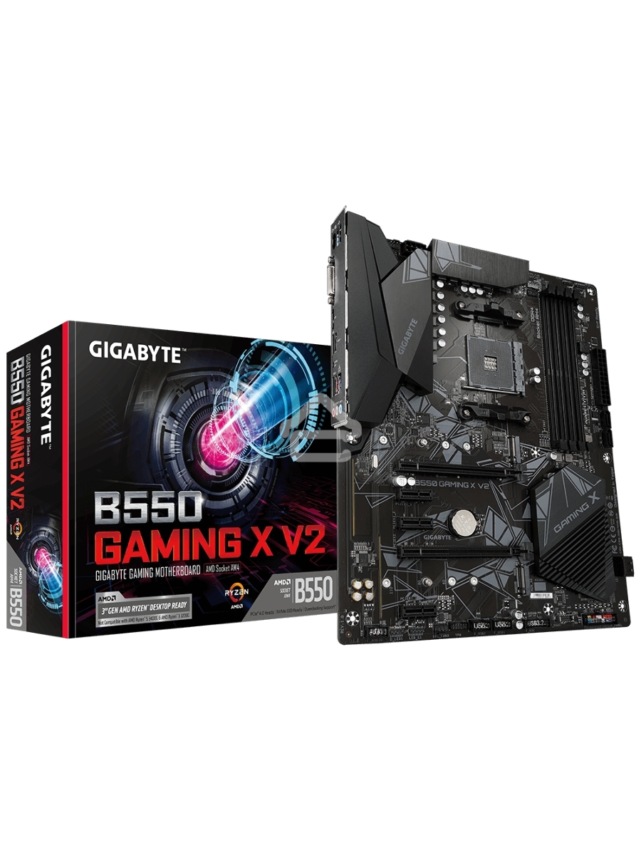 Материнская плата Gigabyte B550 GAMING X V2, AM4, AMD B550, 4xDDR4, 4xSATA, 2xM.2, 1xPCI-E 4.0 x16, 1xPCI-E 3.0 x2, 1xHDMI, 1xDVI-D, 1x 1Gb LAN, 1xUSB 3.2 Gen 2, 3xUSB 3.2 Gen 1, 2xUSB 2.0, 3x3.5 мм, 7.1, Standard-ATX
