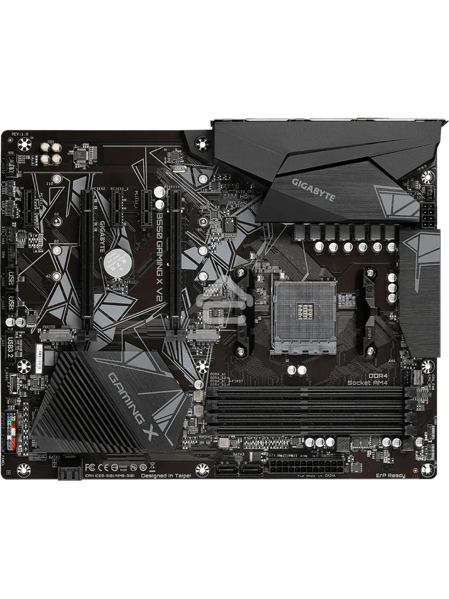 Материнская плата Gigabyte B550 GAMING X V2, AM4, AMD B550, 4xDDR4, 4xSATA, 2xM.2, 1xPCI-E 4.0 x16, 1xPCI-E 3.0 x2, 1xHDMI, 1xDVI-D, 1x 1Gb LAN, 1xUSB 3.2 Gen 2, 3xUSB 3.2 Gen 1, 2xUSB 2.0, 3x3.5 мм, 7.1, Standard-ATX