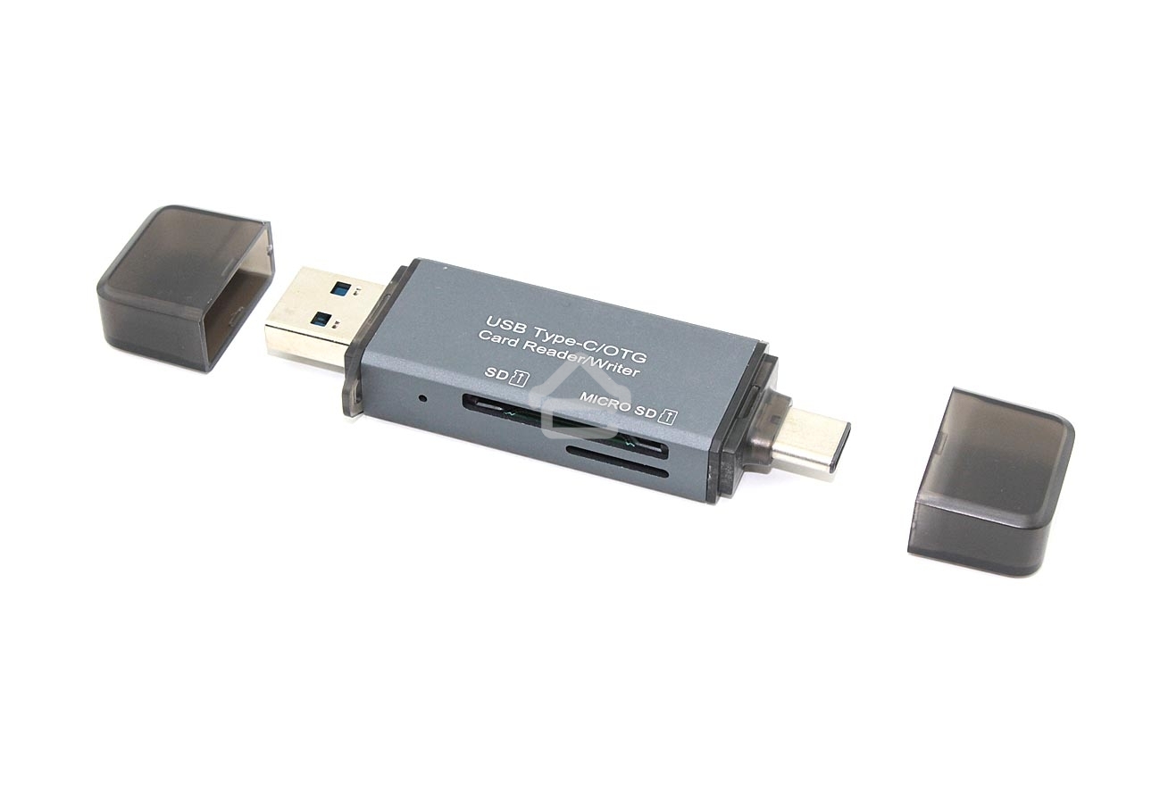 Кард ридер MicroSD/SD с разъемами USB и Type C