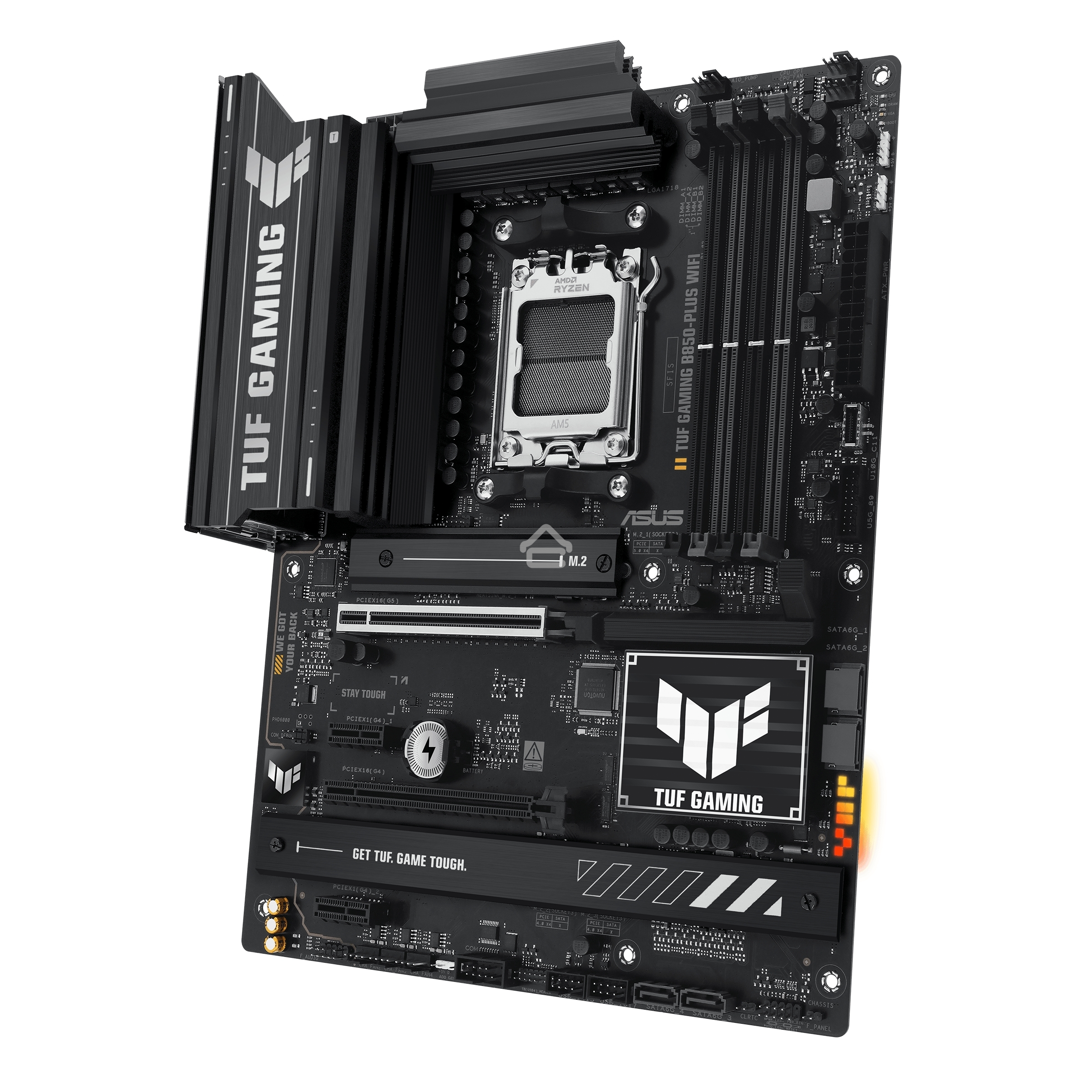 Материнская плата ASUS TUF GAMING B850-PLUS WIFI, Socket AM5, AMD B850, 4xDDR5, 4xSATA, 3xM.2, 1xPCIe 5.0 x16, 1xPCIe 4.0 x16, 2xPCIe 4.0 x1, 1xHDMI, 1xDP, 1x 2.5Gb LAN, Wi-Fi 7, 3xUSB-A 10Gbps, 4xUSB-A 5Gbps, 1xUSB-C 20Gbps, 2xUSB-A 2.0, 5x3.5 мм, 7.1, A