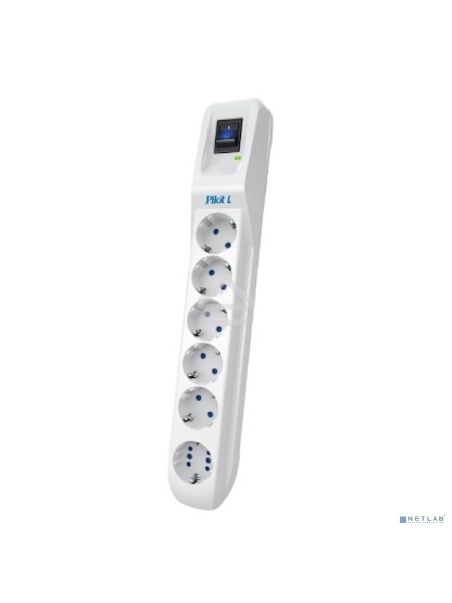 Сетевой фильтр Pilot L GP 6 розеток (5 евро + 1GP) 1.8 м/ Surge protector Pilot L GP 6 sockets (5 Euro + 1GP) 1.8 m white