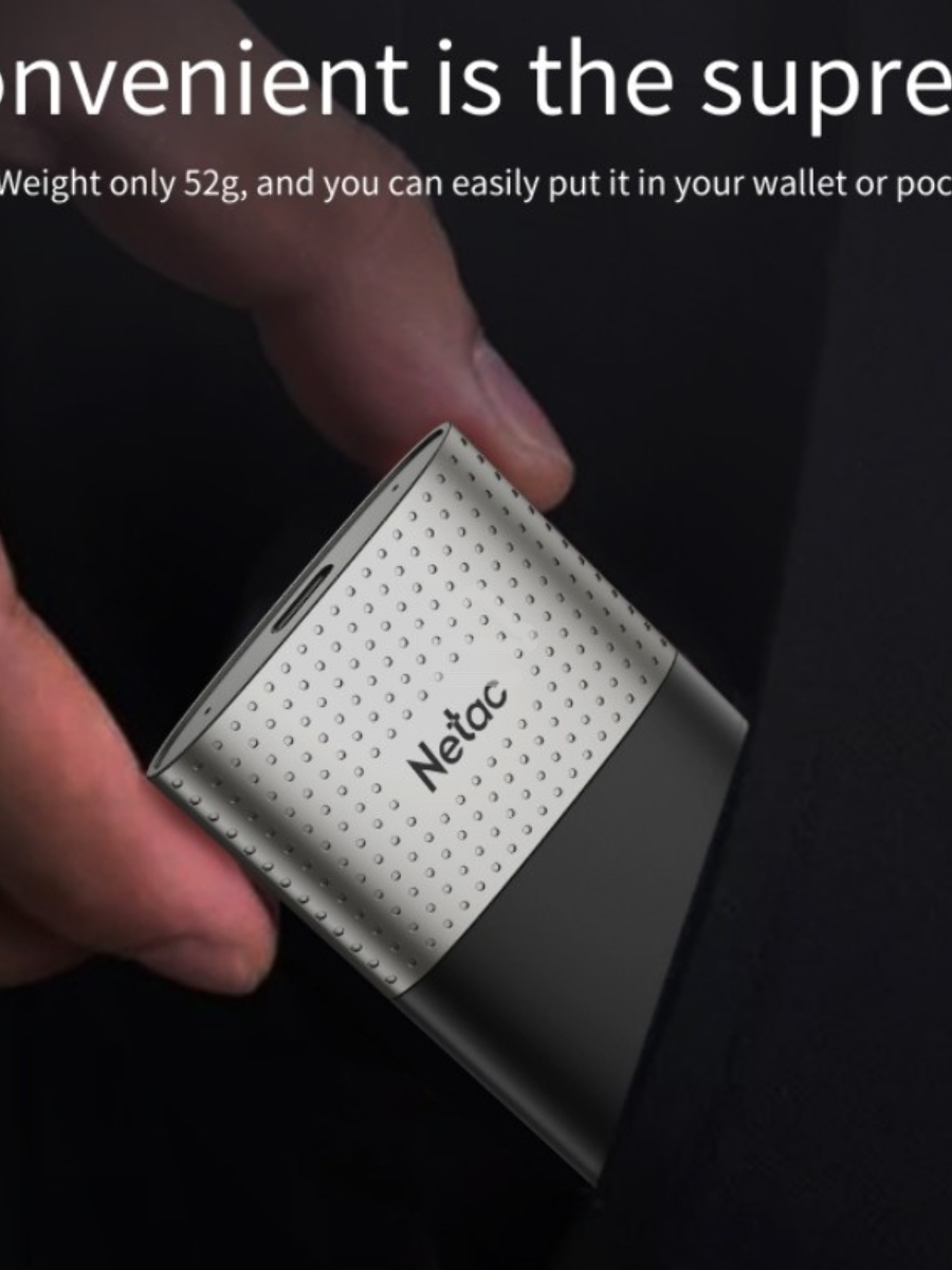 Внешний накопитель SSD Netac 500Gb Z9 <NT01Z9-500G-32BK> (USB3.2, up to 550/480MBs, 90х47.5х11.5mm, Aluminium+Plastic)