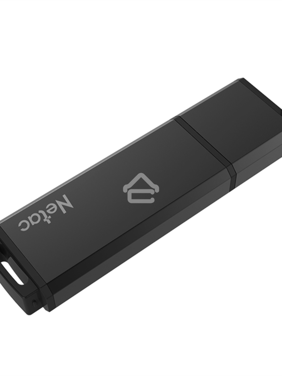 Флеш диск Netac U351 64Gb <NT03U351N-064G-20BK>, USB2.0, с колпачком, металлическая чёрная