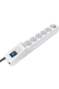 Сетевой фильтр Pilot L GP 6 розеток (5 евро + 1GP) 10 м/ Surge protector Pilot L GP 6 outlets (5 EUR + 1GP) 10 m white