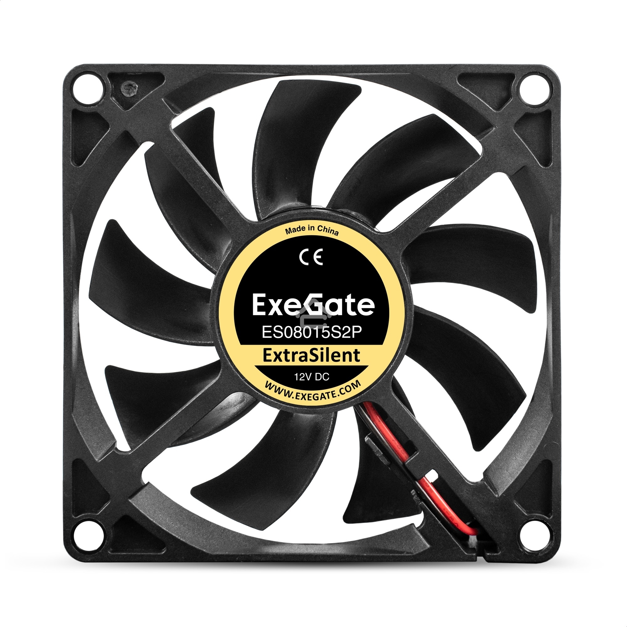 Вентилятор для корпуса ExeGate ExtraSilent ES08015S2P черный, 80 мм, 1600 об/мин, 16.5 дБ, 2 pin