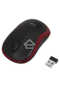 Мышь беспроводная Logitech M185, красный, 1000 dpi, радиоканал, USB, кнопки - 3