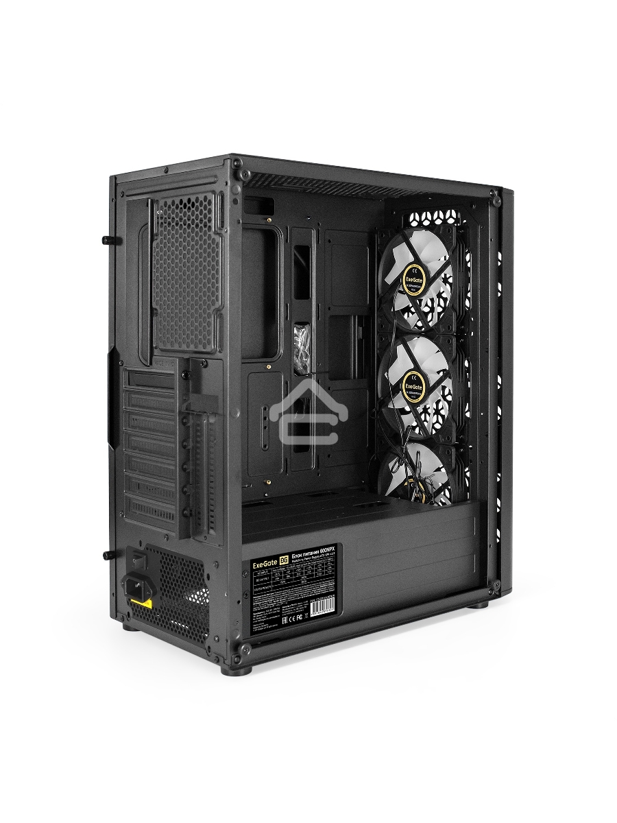 Компьютерный корпус Miditower ExeGate EVO-9202-NPX600 (ATX, БП 600NPX с вент. 12 см, с окном, 1*USB+1*USB3.0, аудио, 3 вент. 12см с RGB подсветкой)