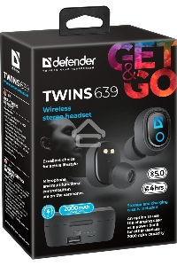 Гарнитура Defender TWINS 639 черный