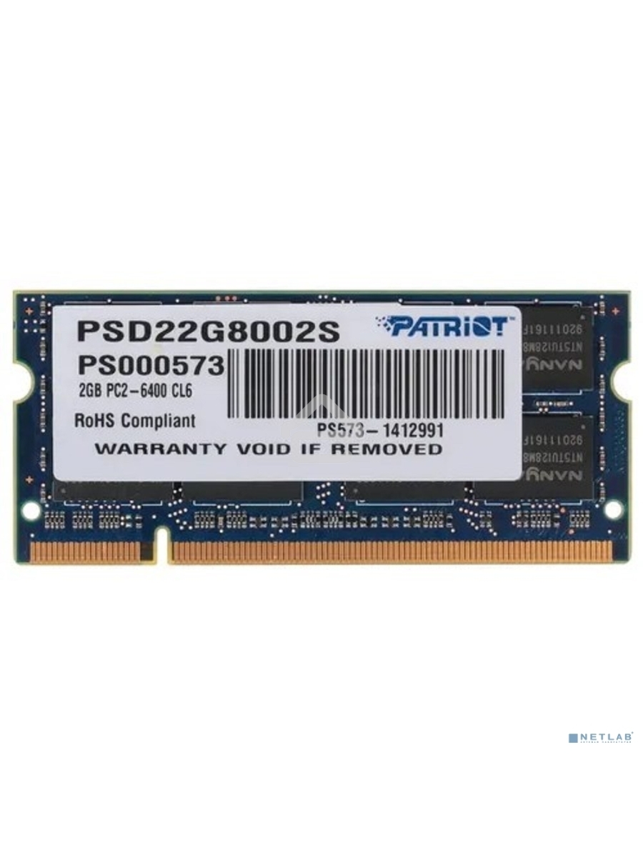 Оперативная память Patriot, DDR2, 2GB (1x2 GB), 800 MHz, CL6, SO-DIMM