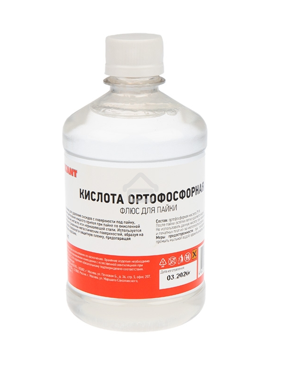 Флюс для пайки Rexant, КИСЛОТА ОРТОФОСФОРНАЯ, 500 мл, флакон