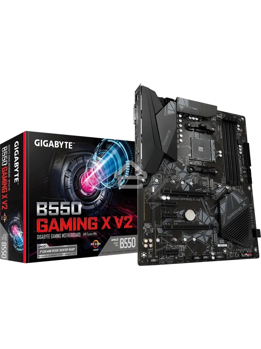 Материнская плата Gigabyte B550 GAMING X V2, AM4, AMD B550, 4xDDR4, 4xSATA, 2xM.2, 1xPCI-E 4.0 x16, 1xPCI-E 3.0 x2, 1xHDMI, 1xDVI-D, 1x 1Gb LAN, 1xUSB 3.2 Gen 2, 3xUSB 3.2 Gen 1, 2xUSB 2.0, 3x3.5 мм, 7.1, Standard-ATX
