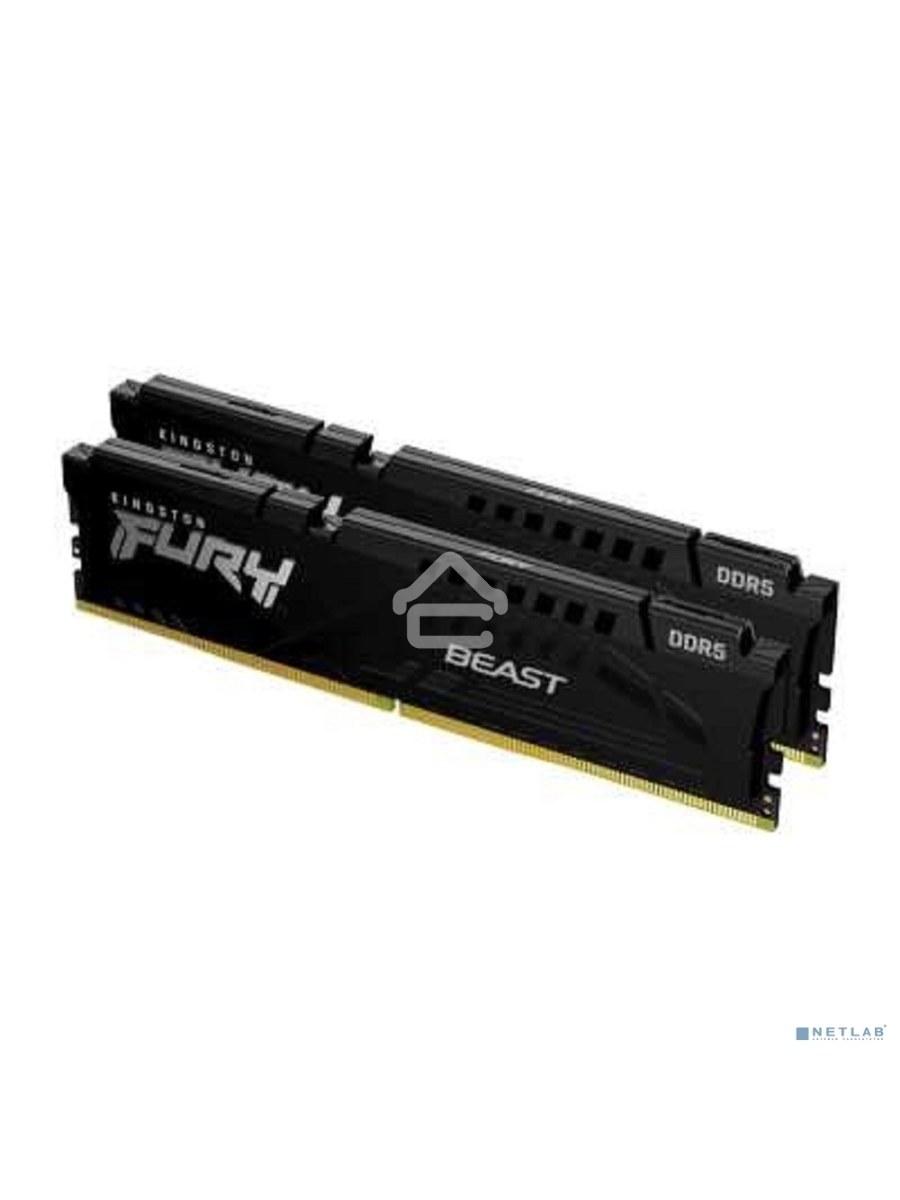 Оперативная память Kingston Fury Beast, DDR5, 32GB (2x16GB), 5200MHz, CL40, DIMM, радиатор, чёрный