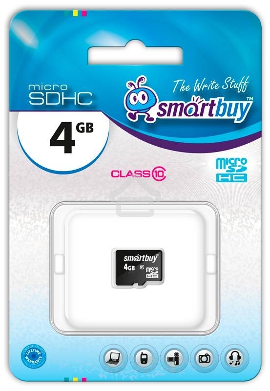 Флеш карта microSD 4Gb Smartbuy microSDHC Class 10