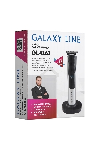 Набор для стрижки Galaxy Line GL 4161, серебристый с черным, время непрерывной работы до 1,5 ч, 2 скорости работы, лезвия из нержавеющей стали, ширина лезвия 39 мм, индикатор заряда аккумулятора в процентах, 4 насадки-расчески (3, 6, 9, 12 мм), USB зарядк