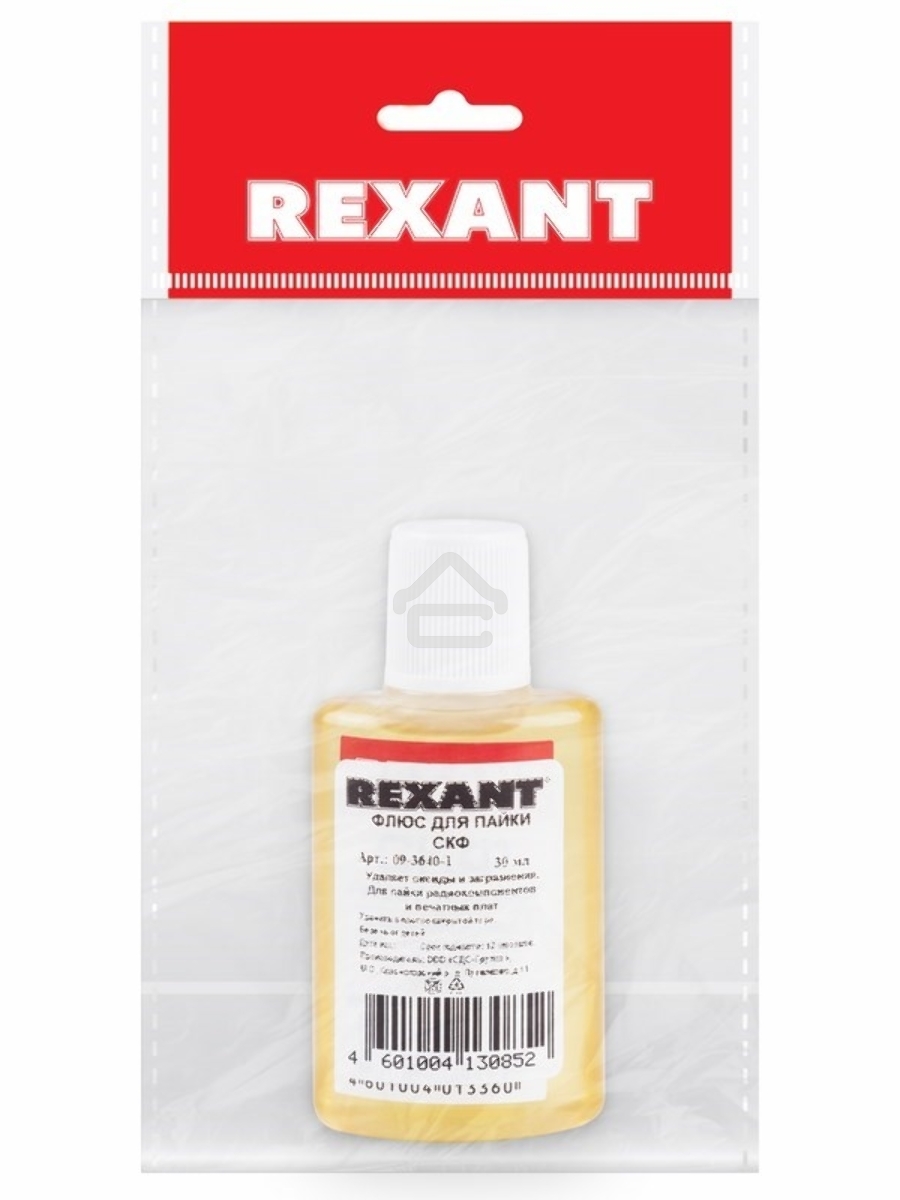 Флюс для пайки Rexant, СКФ (спирто-канифольный), 30 мл, в индивидуальной упаковке