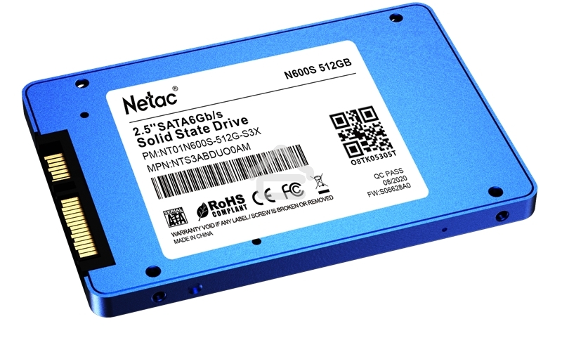 Накопитель SSD Netac N600S, 512Gb, SATA III, 2.5