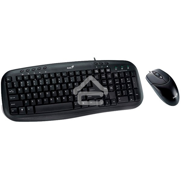Комплект проводной Genius KM-200 / Оптическая мышь, 3 кнопки, 1000 DPI / Совместима с Windows 7, 8, 8.1, 10 / Mac. OS X 10.8 и позднее / Кабель 1.5м / Цвет : черный