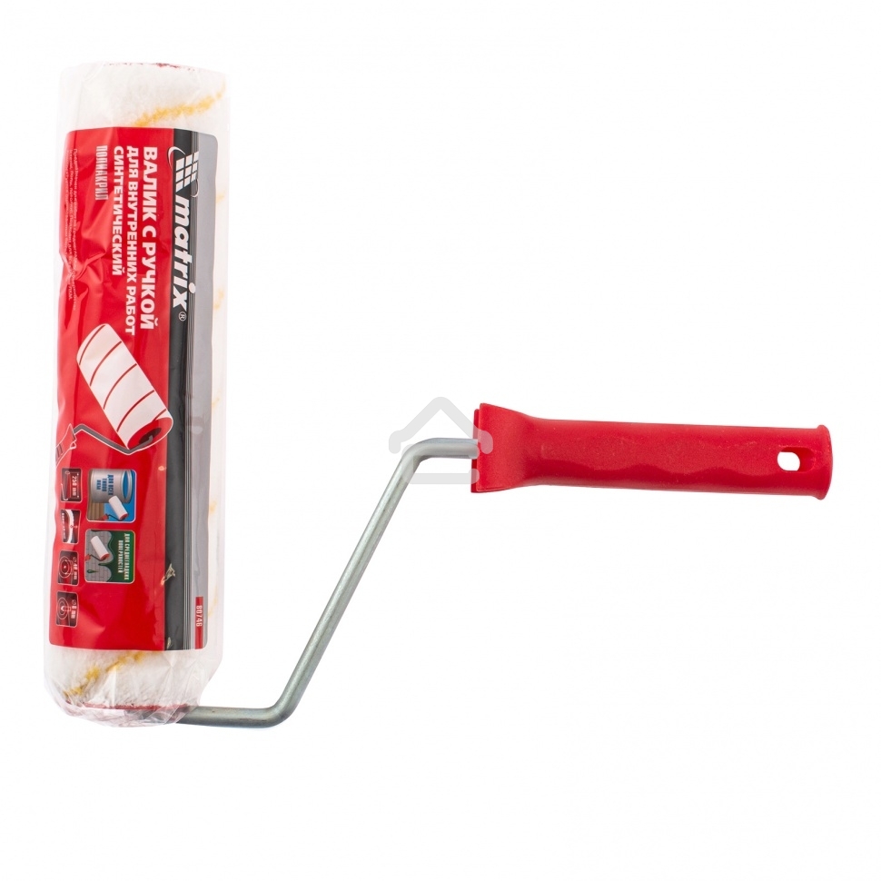 Валик в сборе Matrix ПОЛИАКРИЛ желтая полоса, 250 мм, ворс 12 мм, D 48 мм, D ручки 8 мм