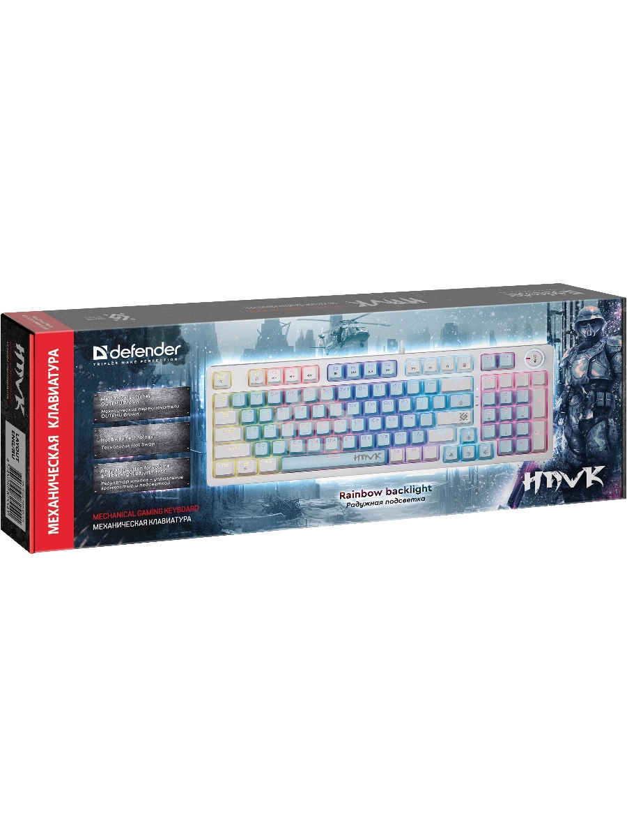 Клавиатура Defender Hawk GK-418  проводная, USB, белый