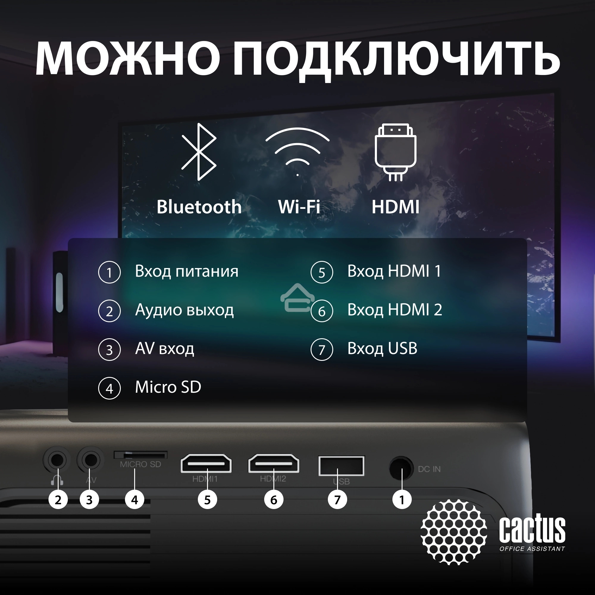 Проектор Cactus CS-PRM.07B.Full HD LCD 3200Lm LS 320Lm ANSI (1920x1080) 1500:1 ресурс лампы:30000часов 1xUSB typeA 3xHDMI 1.16кг