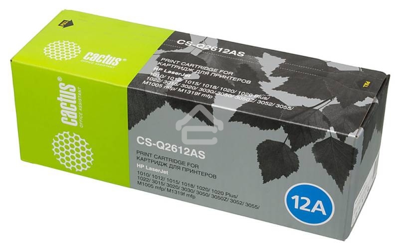 Картридж лазерный Cactus CS-Q2612AS (тип Q2612AS) черный (2000 стр.) для HP 1010/1012/1015/1018/1020/1020Plus/1022/3015/3020