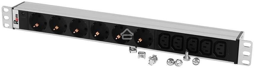 Блок распределения питания ЦМО R-10-6S-5C13-I-440-Z гор.размещ. 5xC13 6xSchuko базовые 10A без вилки