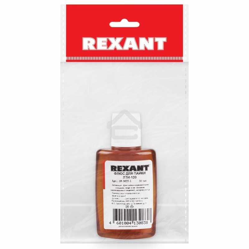 Флюс для пайки Rexant, ЛТИ-120, 30 мл, в индивидуальной упаковке