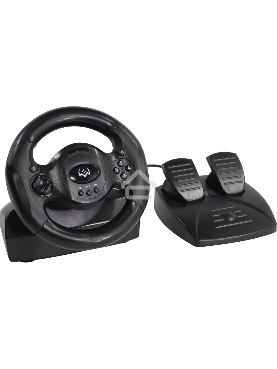 Руль SVEN GC-W300 (педали, вибро, лепестки, D-pad, 10 кл, резин. вставки, PC, цифр. и аналог.