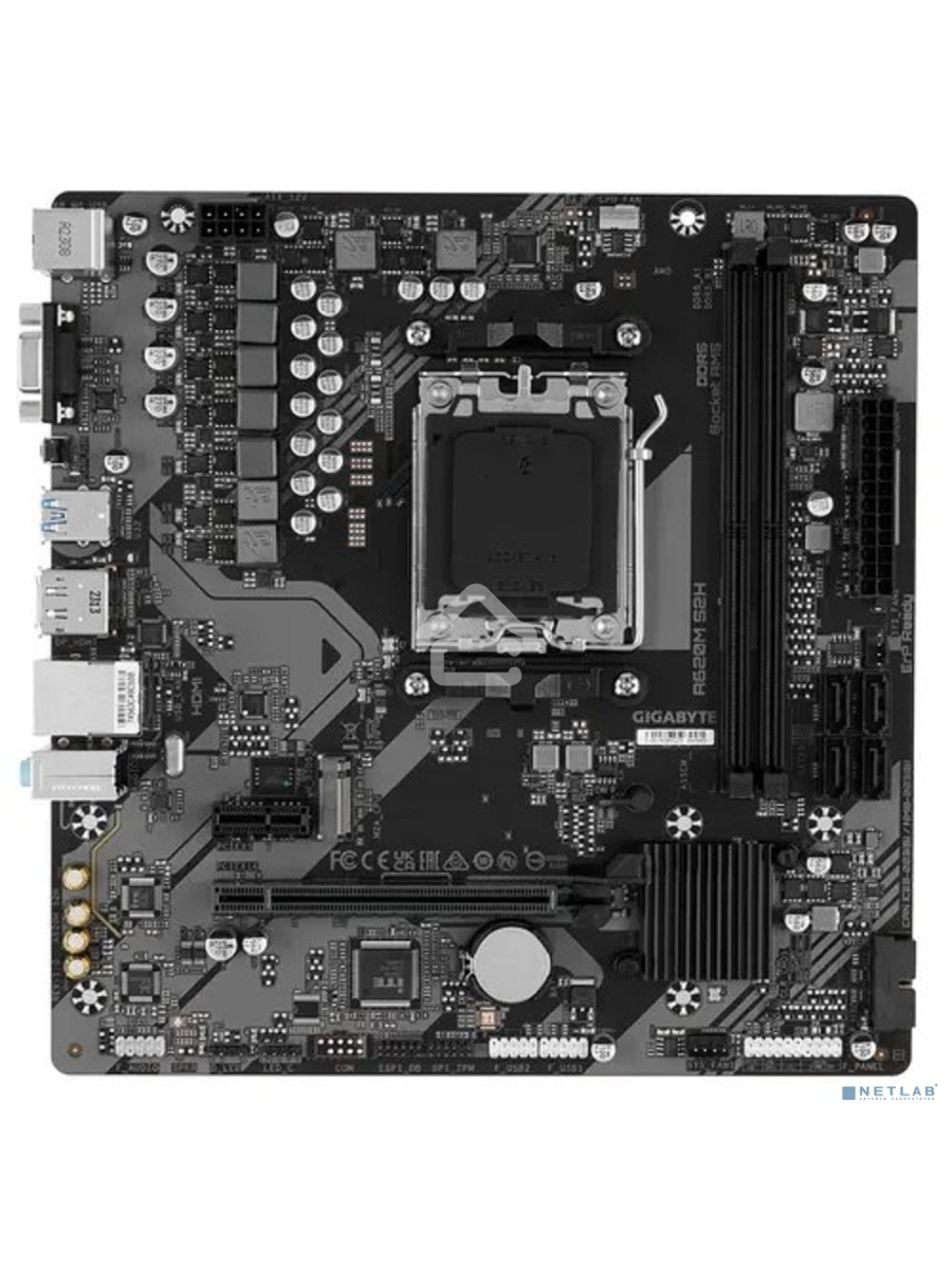 Материнская плата Gigabyte A620M S2H, Micro-ATX, AM5, AMD A620, 2xDDR5, 4xSATA, 1xM.2, 1xPCI-E 4.0 x16, 1xDP, 1xHDMI, 1xVGA, 1x1Gb LAN, 2xUSB 3.2 Gen 1, 4xUSB 2.0, 3x3.5mm, 7.1, mATX