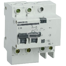 Выключатель автоматический дифференциального тока 2п 50А 300мА АД12 GENERICA ИЭК MAD15-2-050-C-300