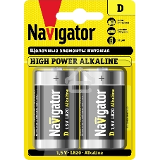 Элемент питания алкалиновый Navigator NBT-NE-LR20-BP2 (блист.2шт)