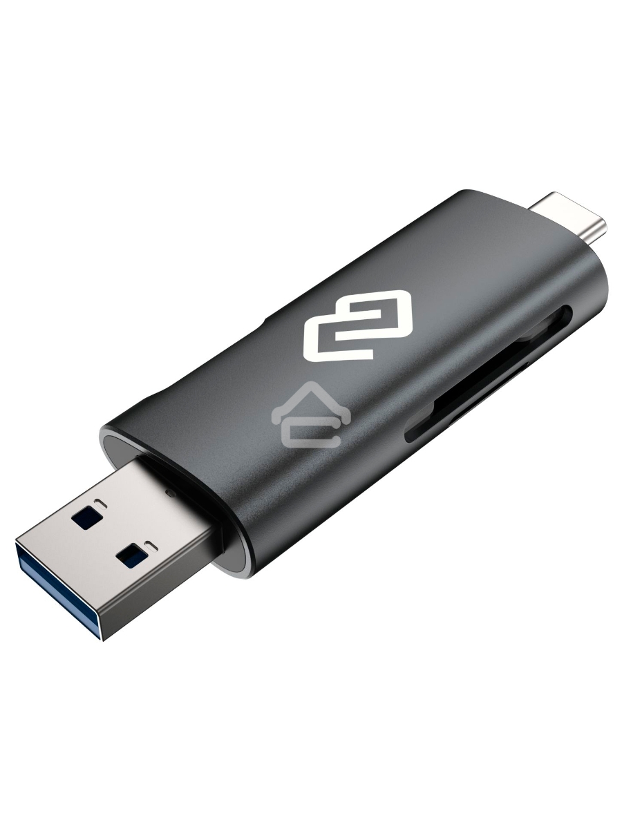 Устройство чтения карт памяти USB 2.0/Type C Digma CR-СU2520-G серый