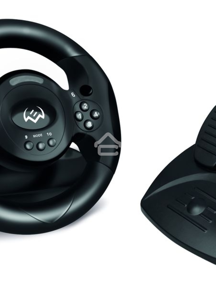 Руль SVEN GC-W300 (педали, вибро, лепестки, D-pad, 10 кл, резин. вставки, PC, цифр. и аналог.