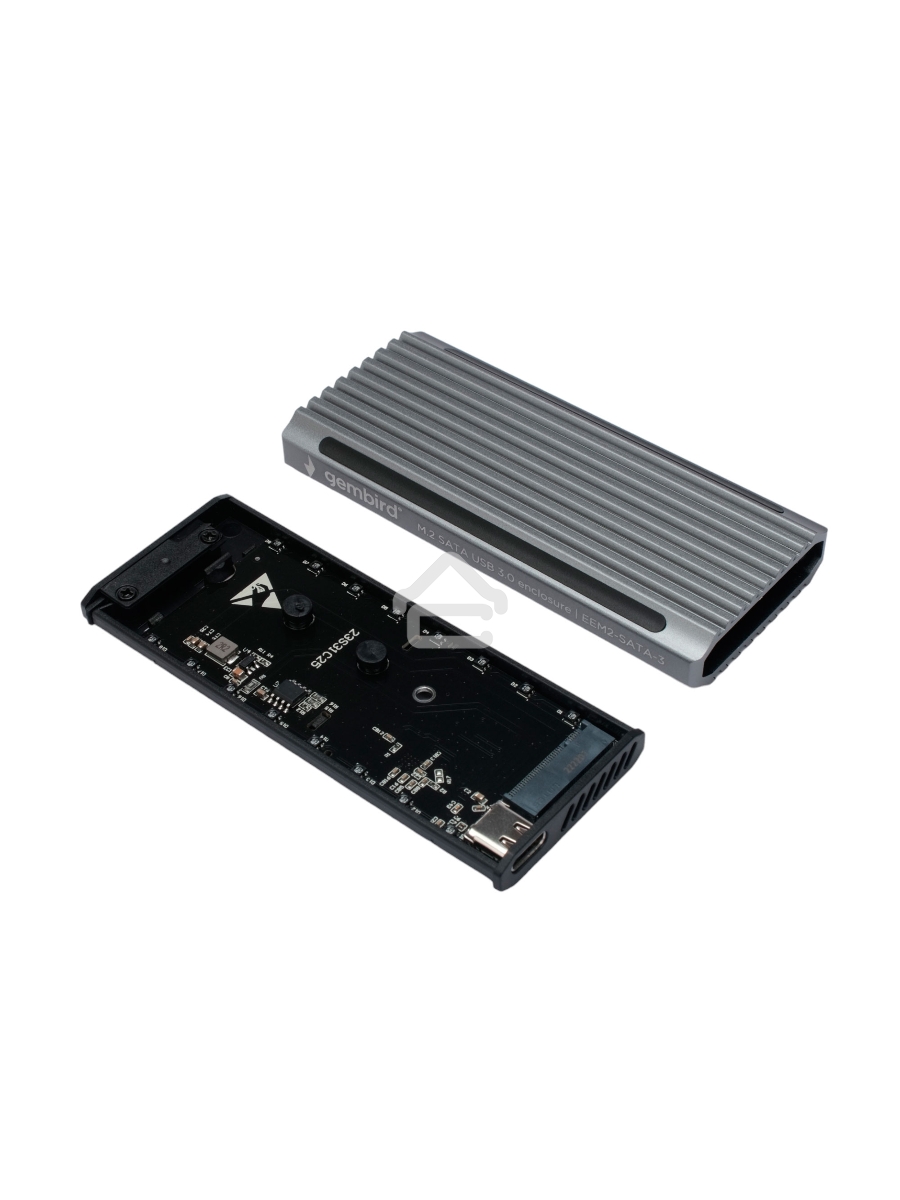 Внешний корпус Gembird EEM2-SATA-3 USB 3.1 для M2 SATA порт Type-С, RGB подсветка, металл, серебристый