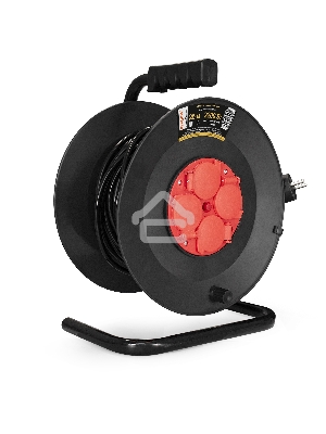 Удлинитель на катушке ExeGate EX286338RUS industrial ECS-2-1R (4 евророзетки с заземлением и с защитными крышками, IP44, 25м, защита от детей, защита от перегрузки, 3х1,0мм2, 10А/2.2кВт)