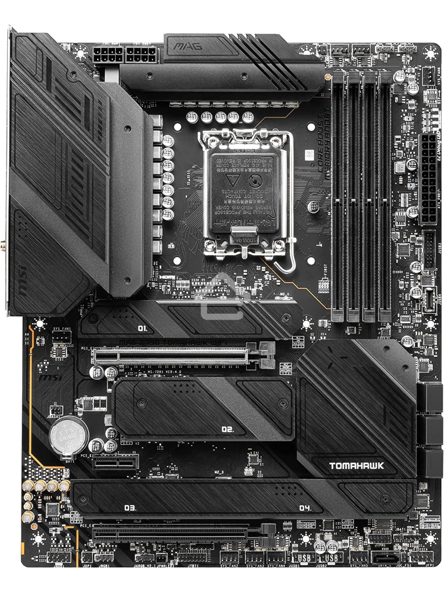 Материнская плата MSI MAG Z790 TOMAHAWK WIFI, LGA 1700, Intel Z790, 4xDDR5, 7xSATA, 4xM.2, 1xPCIe 4.0 x4, 1xPCIe 5.0 x16, 1xHDMI, 1xDP, 1x2.5Gb LAN, 4xUSB-A 3.2 Gen 1, 4xUSB-A 3.2 Gen 2, 1xUSB-C 3.2 Gen 2, 1xUSB-C 3.2 Gen 2x2, 5x3.5 мм, 7.1, Standard-ATX
